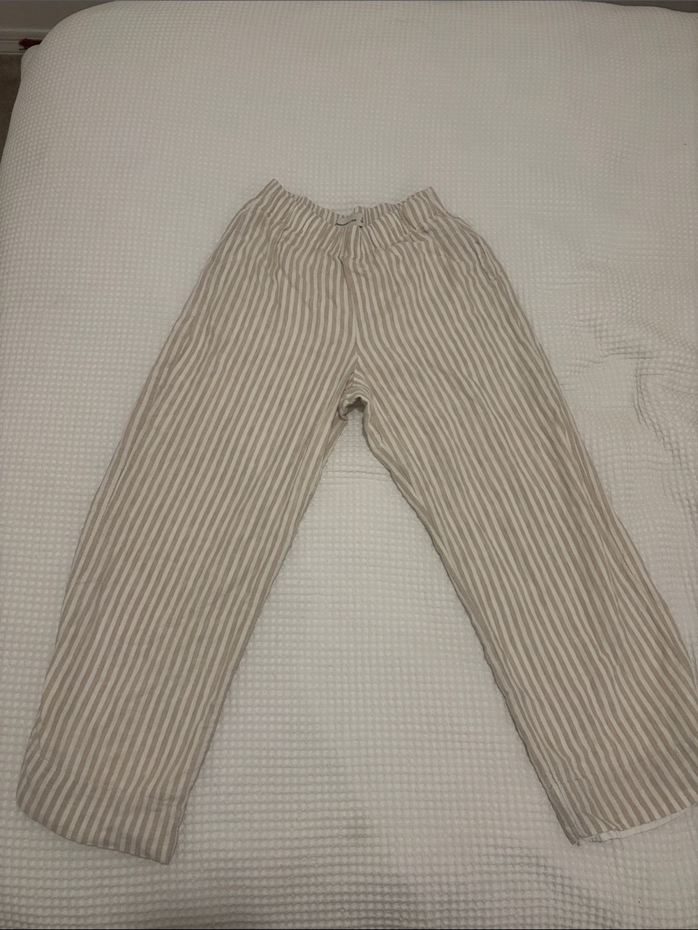 Abercrombie & Fitch Cream and Beige Striped Elastic Waist Skirt